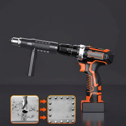 Rivet Gun Drill Adapter Kit with Interchangeable Nozzles and Rivets
