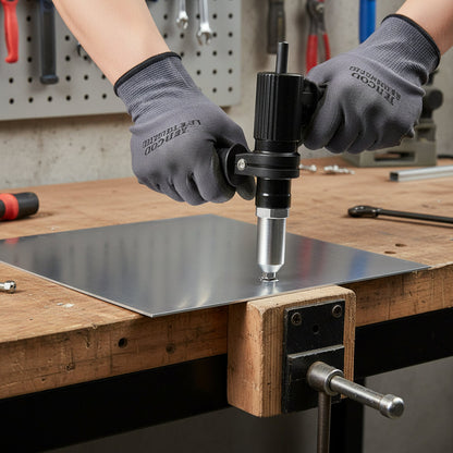Rivet Gun Drill Adapter Kit with Interchangeable Nozzles and Rivets
