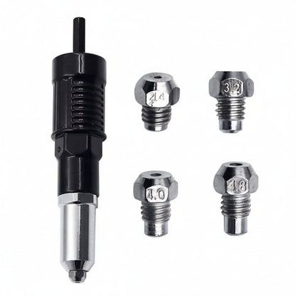 Rivet Gun Drill Adapter Kit with Interchangeable Nozzles and Rivets