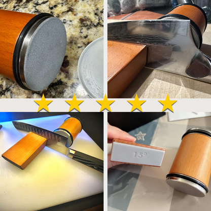 Rolling Knife Sharpener with Diamond Disc and Magnetic Angle Guide
