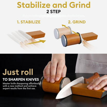 Rolling Knife Sharpener with Diamond Disc and Magnetic Angle Guide