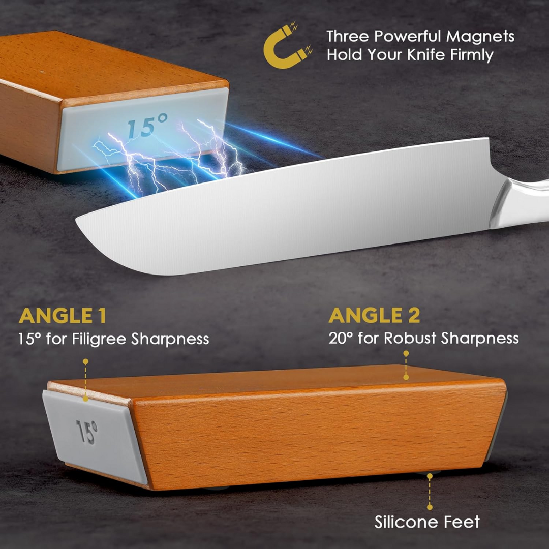 Rolling Knife Sharpener with Diamond Disc and Magnetic Angle Guide