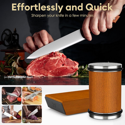 Rolling Knife Sharpener with Diamond Disc and Magnetic Angle Guide