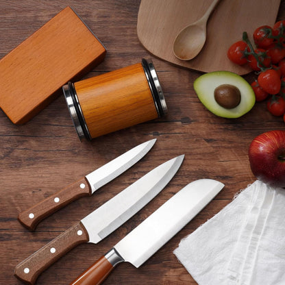 Rolling Knife Sharpener with Diamond Disc and Magnetic Angle Guide