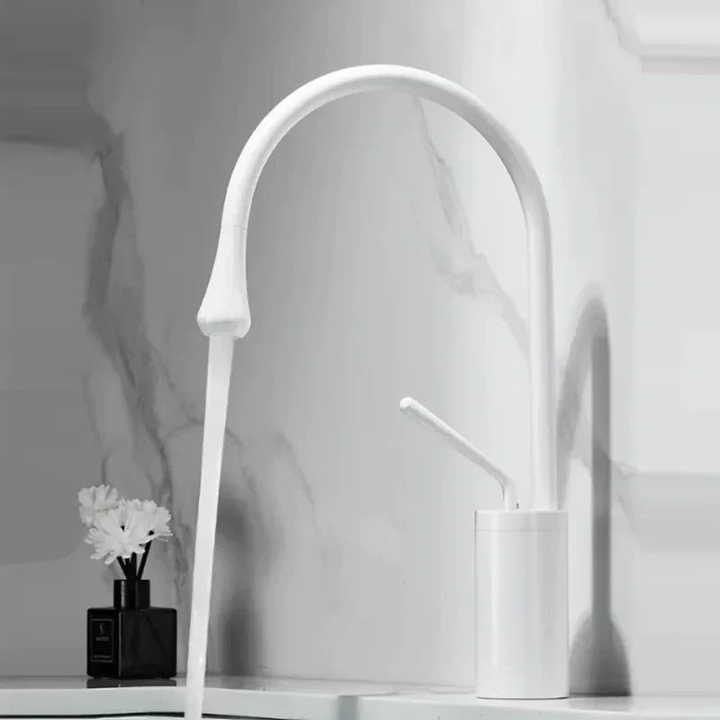 Rotating Brass Bathroom Faucet with Waterfall Effect