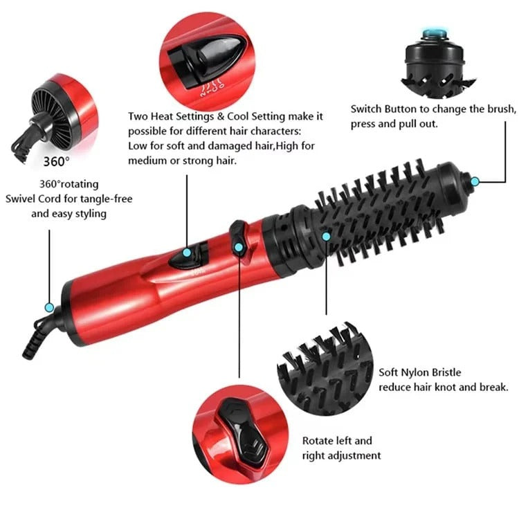 Rotating Hot Air Hair Dryer Brush with Dual Direction Styling
