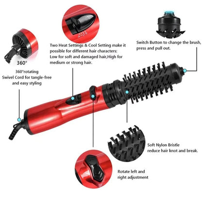 Rotating Hot Air Hair Dryer Brush with Dual Direction Styling