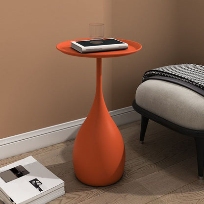 Round Metal Pedestal Side Table with Modern Minimalist Design and Durable Iron Build