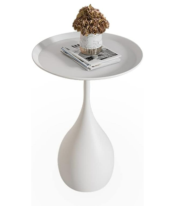 Round Metal Pedestal Side Table with Modern Minimalist Design and Durable Iron Build