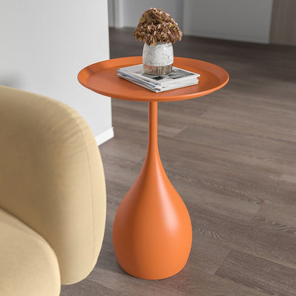 Round Metal Pedestal Side Table with Modern Minimalist Design and Durable Iron Build