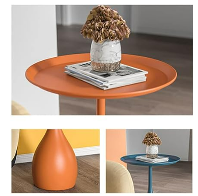 Round Metal Pedestal Side Table with Modern Minimalist Design and Durable Iron Build