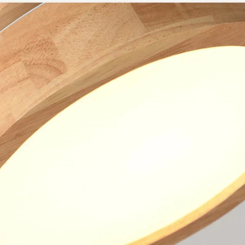 Round Scandinavian Wooden Ceiling Lamp with Warm Light