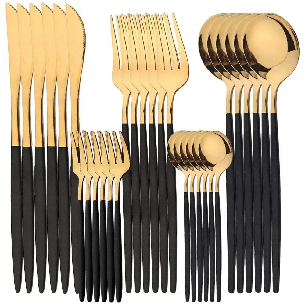 RoyalMirror Gold Cutlery Set Luxury Stainless Steel Flatware