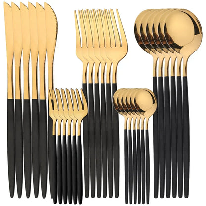 RoyalMirror Gold Cutlery Set Luxury Stainless Steel Flatware