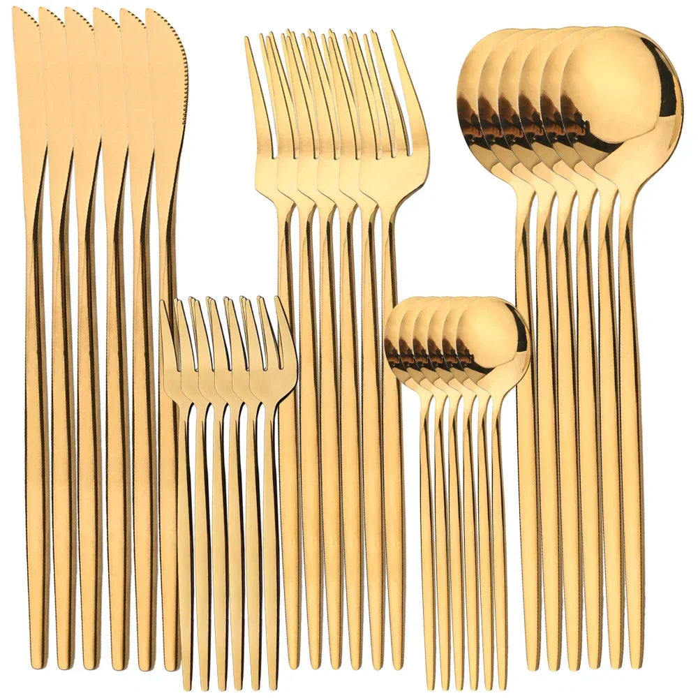 RoyalMirror Gold Cutlery Set Luxury Stainless Steel Flatware