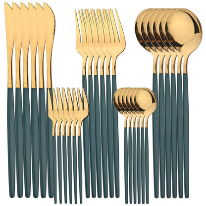 RoyalMirror Gold Cutlery Set Luxury Stainless Steel Flatware