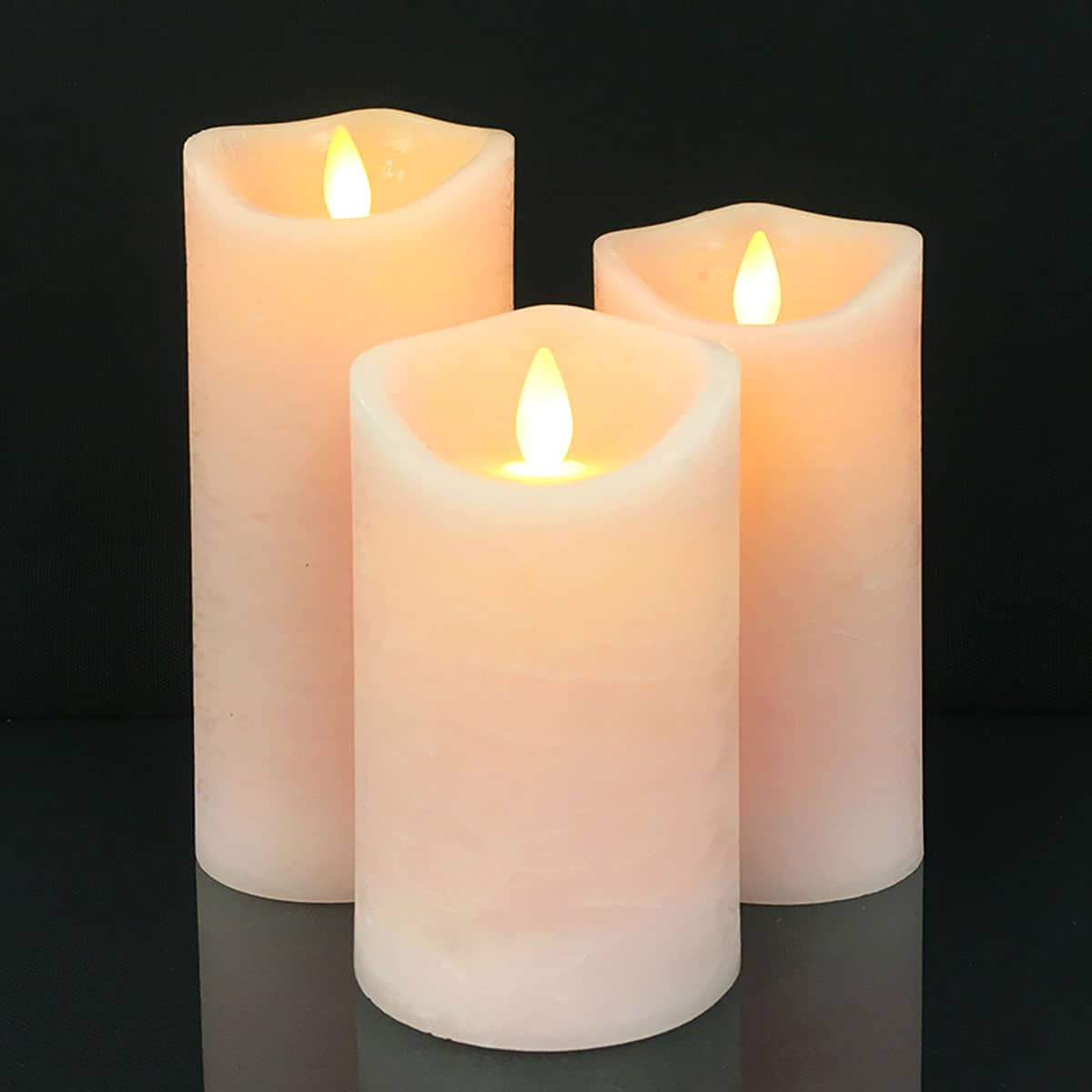 Rustic LED Block Candles 3-Piece Set with 3D Flame, Timer & Remote