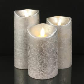 Rustic LED Block Candles 3-Piece Set with 3D Flame, Timer & Remote