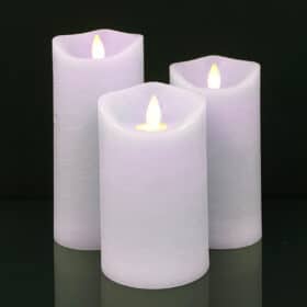 Rustic LED Block Candles 3-Piece Set with 3D Flame, Timer & Remote