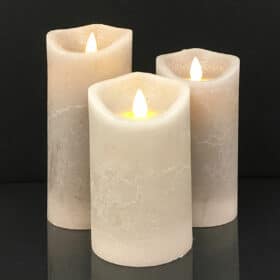 Rustic LED Block Candles 3-Piece Set with 3D Flame, Timer & Remote