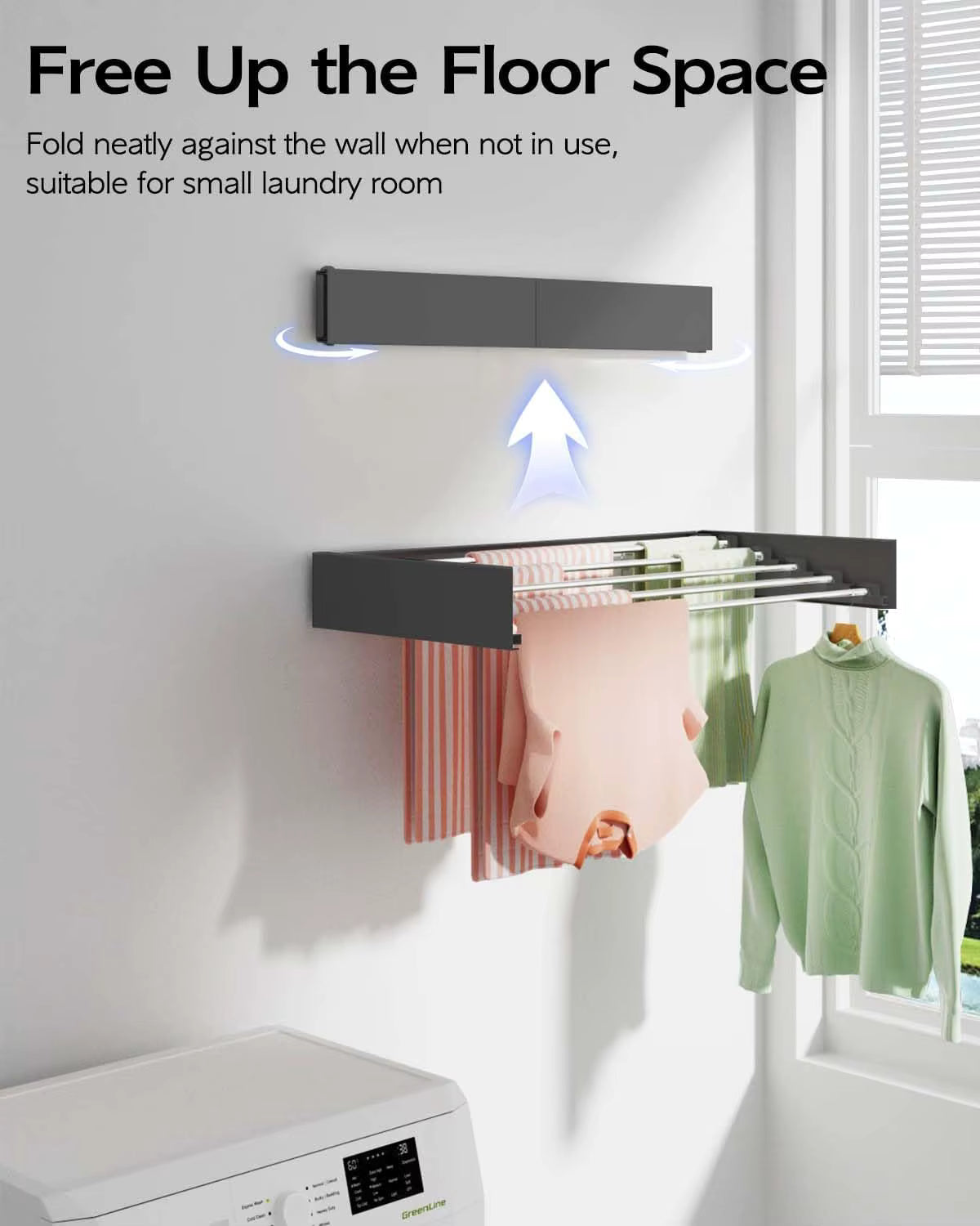 Wall Mounted Folding Clothes Drying Rack Space Saving Laundry Organizer