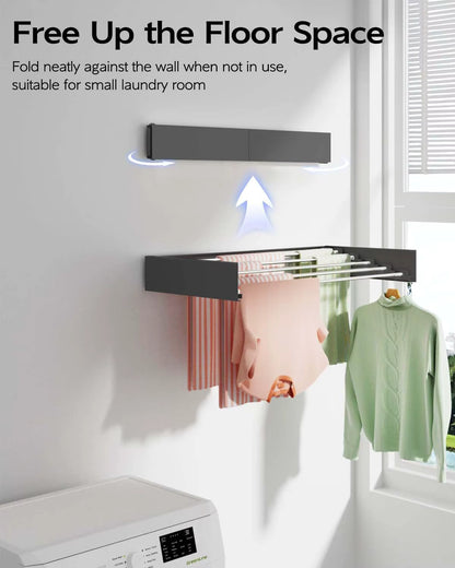 Wall Mounted Folding Clothes Drying Rack Space Saving Laundry Organizer
