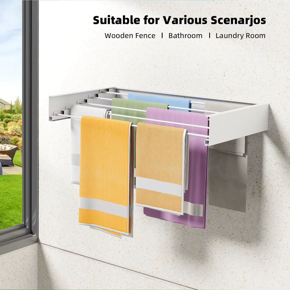 Wall Mounted Folding Clothes Drying Rack Space Saving Laundry Organizer
