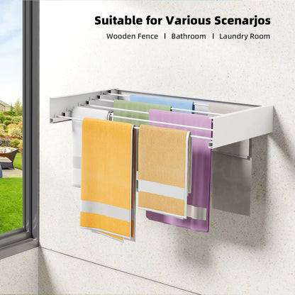 Wall Mounted Folding Clothes Drying Rack Space Saving Laundry Organizer