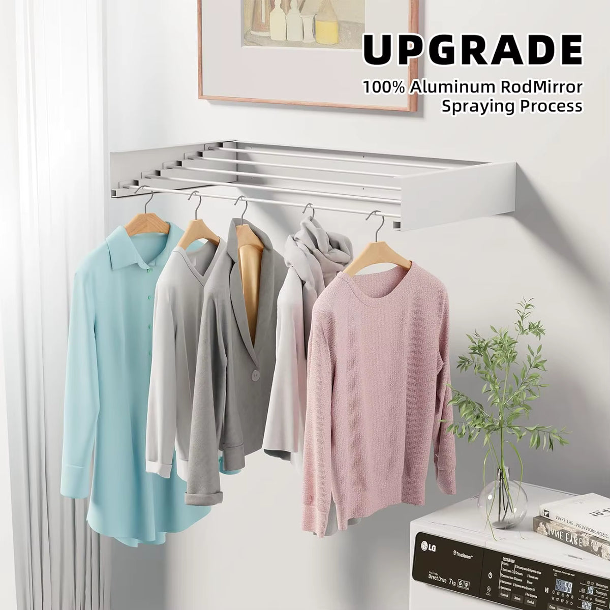 Wall Mounted Folding Clothes Drying Rack Space Saving Laundry Organizer