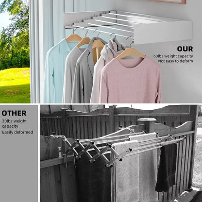 Wall Mounted Folding Clothes Drying Rack Space Saving Laundry Organizer
