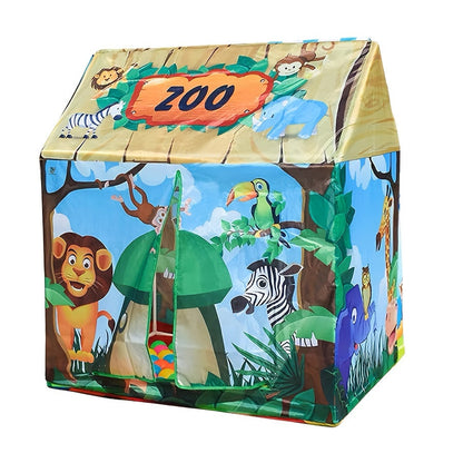 Safari Jungle Play Tent with Animal Theme and Burger Toy Set