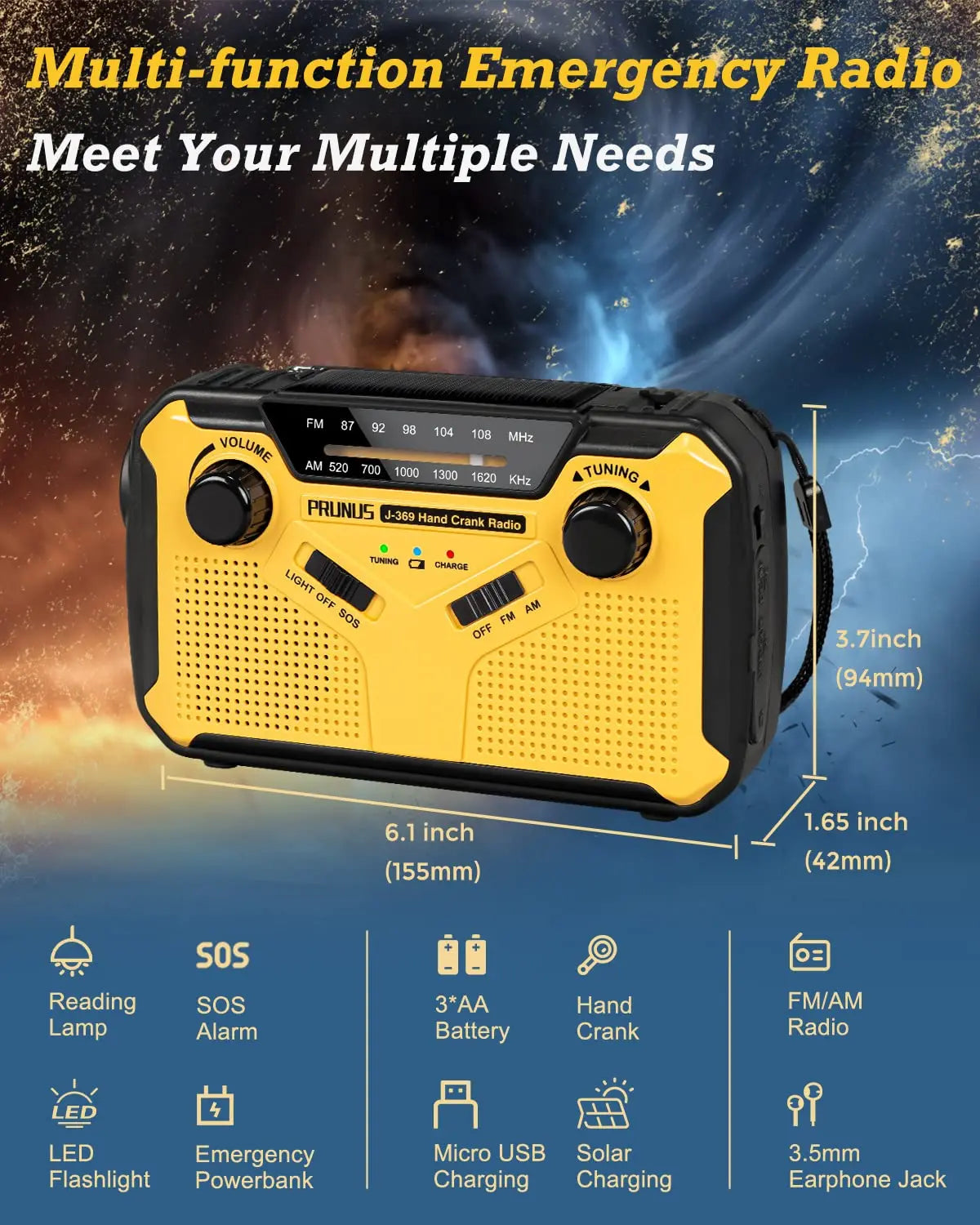 SafeSignal Emergency Radio with Flashlight and Power Bank