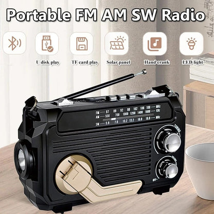 SafeWave Emergency Radio with Power Bank Solar Hand Crank and LED Light