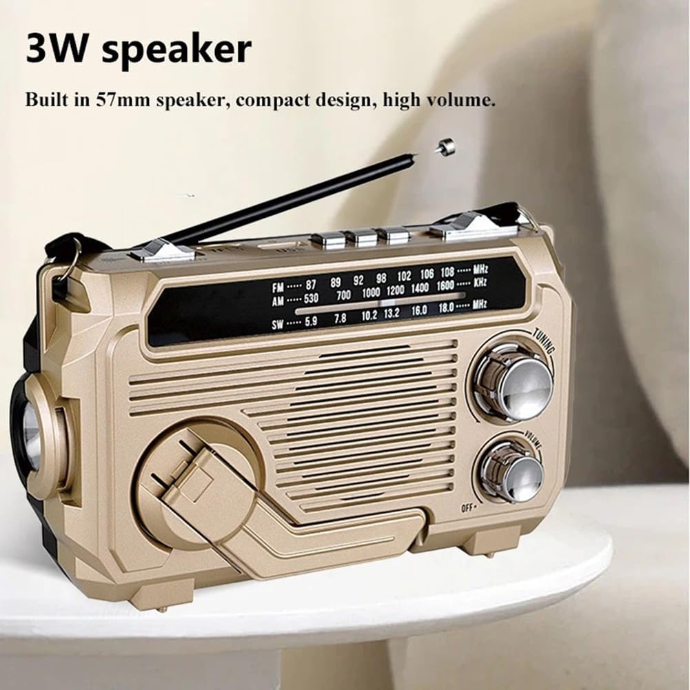 SafeWave Emergency Radio with Power Bank Solar Hand Crank and LED Light