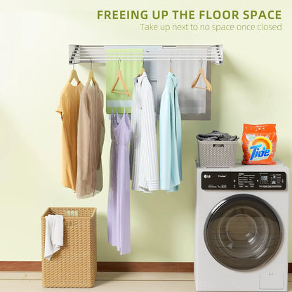 Wall Mounted Folding Clothes Drying Rack Space Saving Laundry Organizer