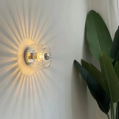 Scandinavian Bauhaus Wall Light with Glass Shade and Modern Minimalist Design