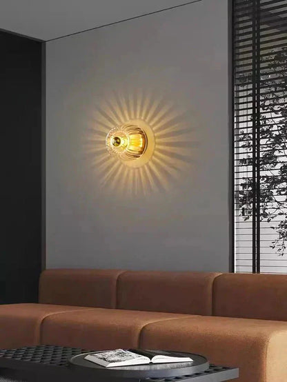 Scandinavian Bauhaus Wall Light with Glass Shade and Modern Minimalist Design