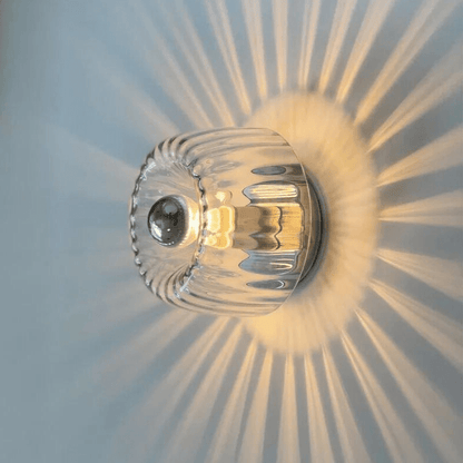 Scandinavian Bauhaus Wall Light with Glass Shade and Modern Minimalist Design
