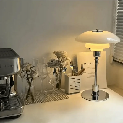 Scandinavian Dimmable Table Lamp with Iron Base and Frosted Glass for Warm Ambient Lighting