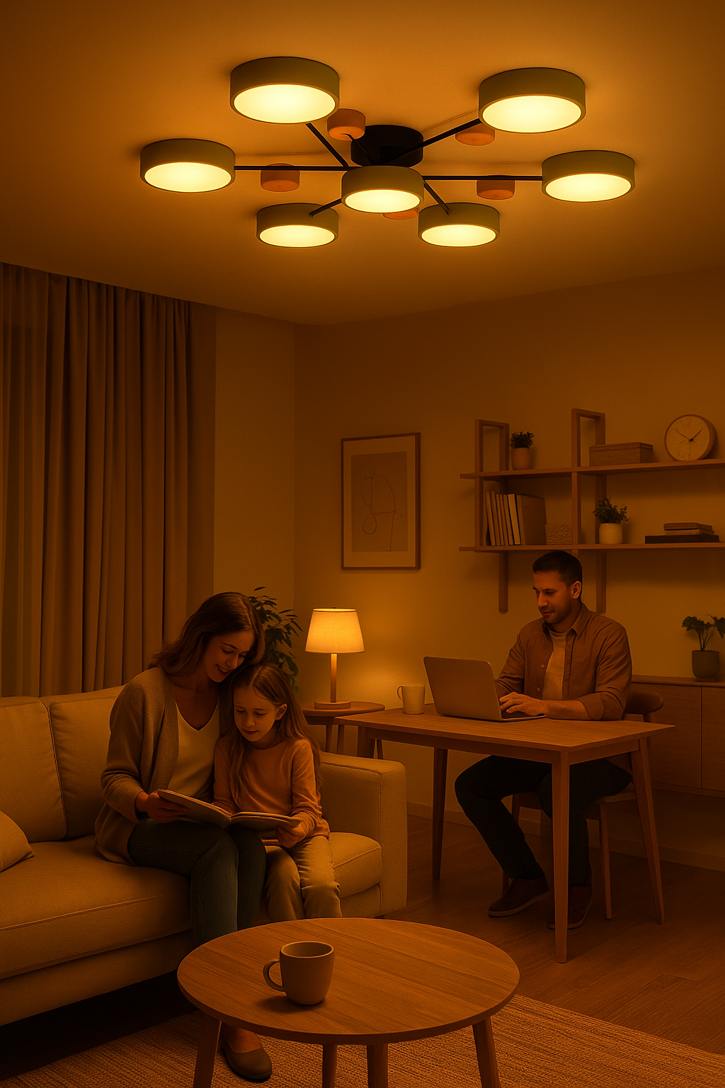 Scandinavian LED Ceiling Light – Modern Branch Design Warm White Lamp