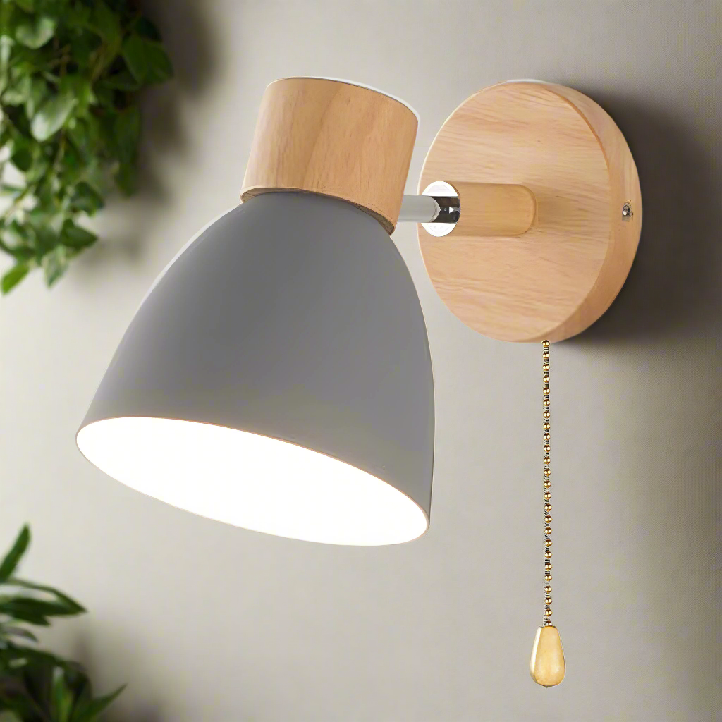 Scandinavian Wall Light with Pull Switch Warm Nordic Style Lamp