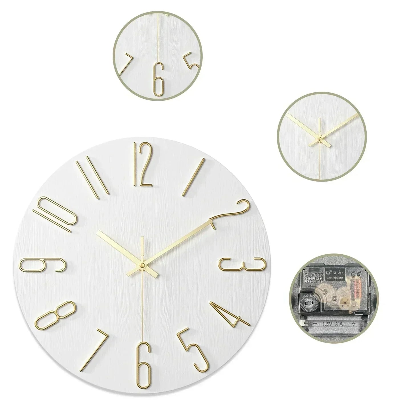 Scandinavian Wooden Wall Clock Silent Frameless Minimalist Design