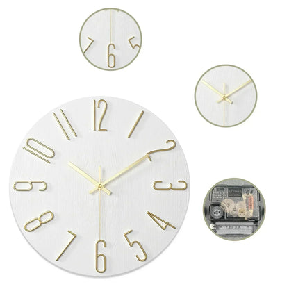 Scandinavian Wooden Wall Clock Silent Frameless Minimalist Design