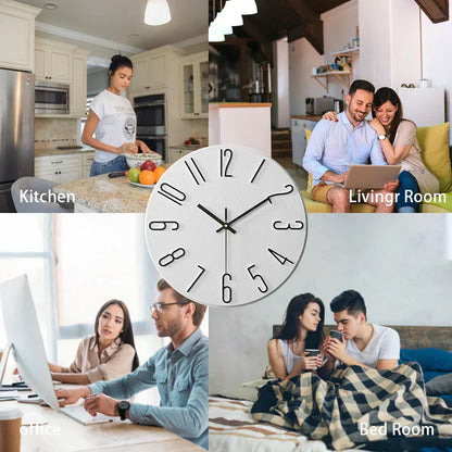 Scandinavian Wooden Wall Clock Silent Frameless Minimalist Design