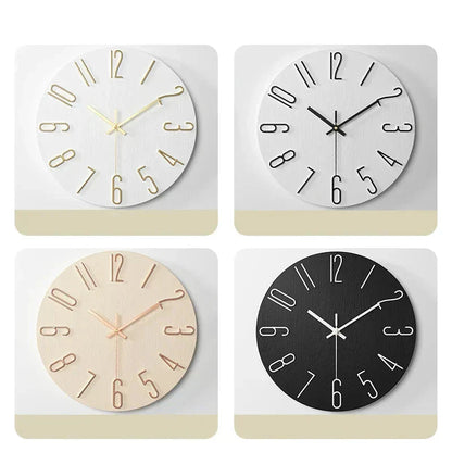 Scandinavian Wooden Wall Clock Silent Frameless Minimalist Design