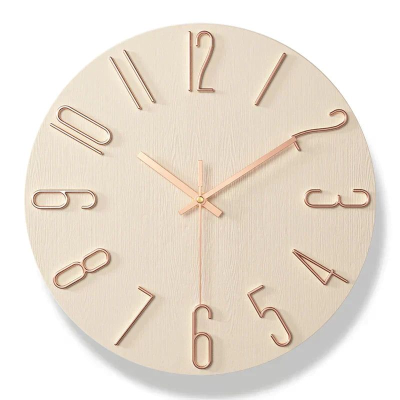 Scandinavian Wooden Wall Clock Silent Frameless Minimalist Design