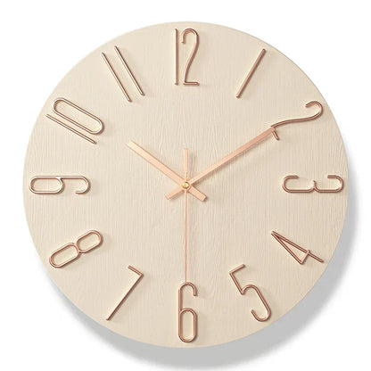 Scandinavian Wooden Wall Clock Silent Frameless Minimalist Design