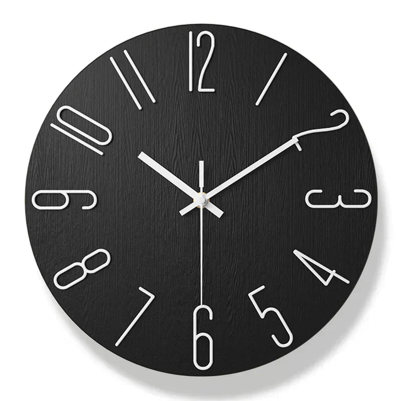 Scandinavian Wooden Wall Clock Silent Frameless Minimalist Design