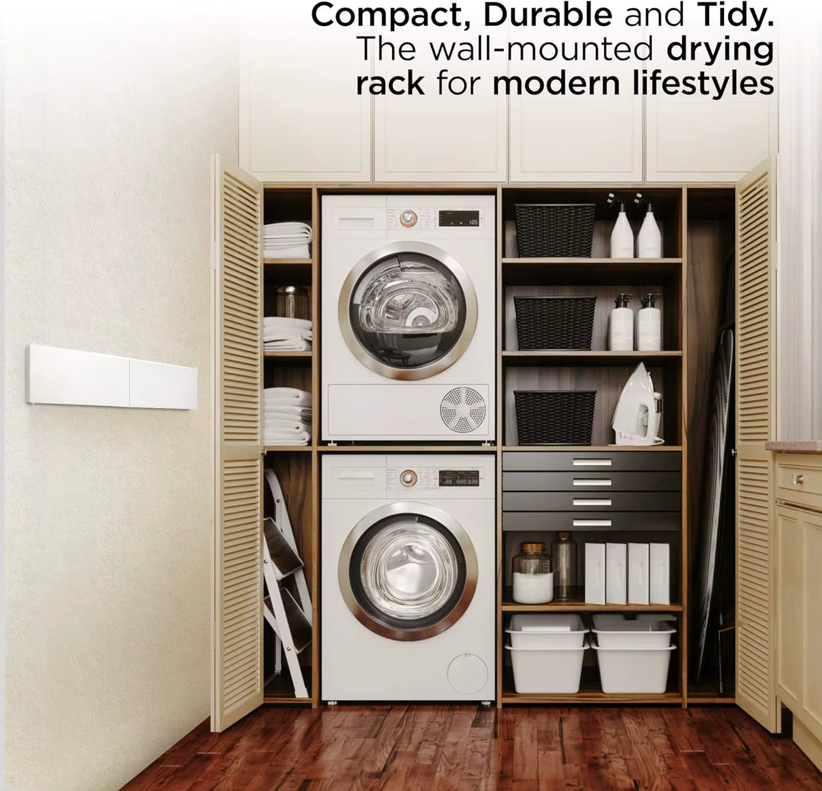 Wall Mounted Folding Clothes Drying Rack Space Saving Laundry Organizer