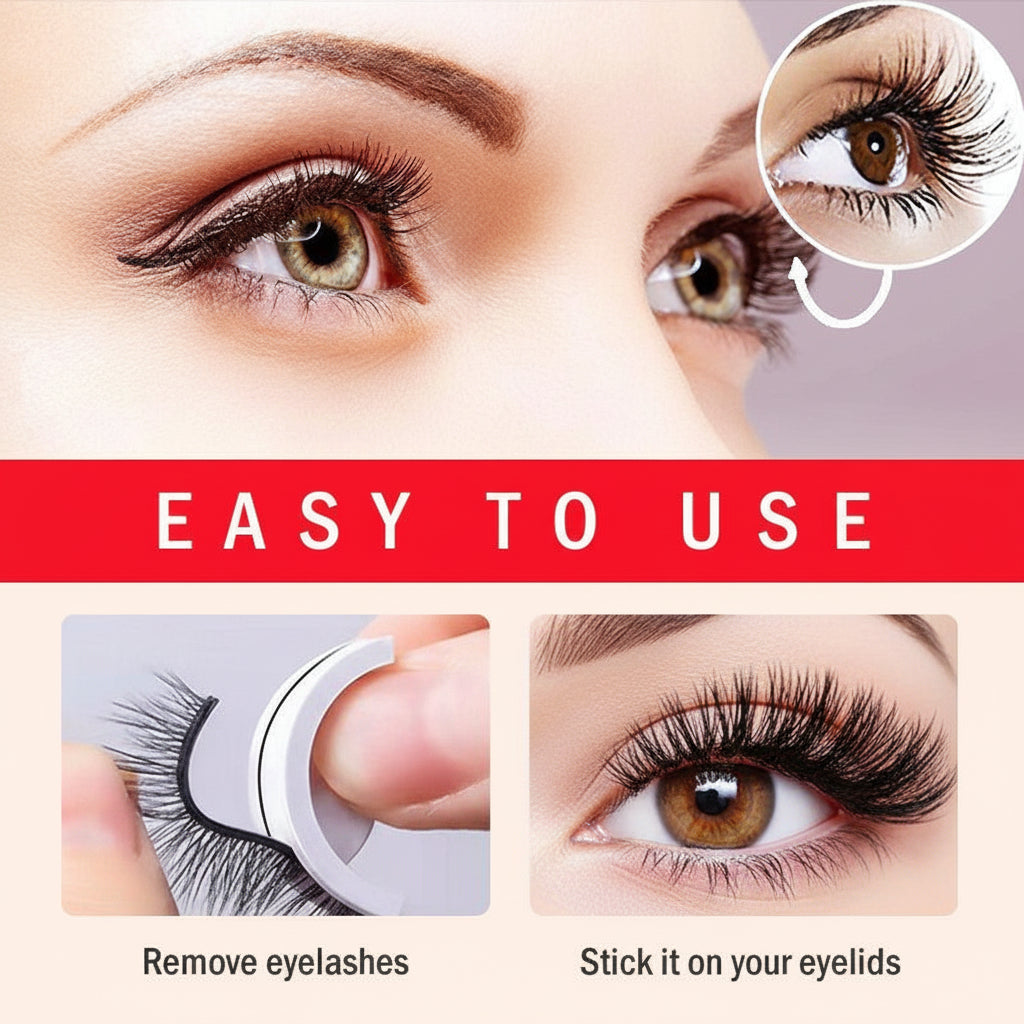 Selbsthaftende, wiederverwendbare künstliche Wimpern, natürlich, leicht und waschbar